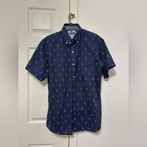 Izod Dark Blue Anchor Pattern Men's Shirt